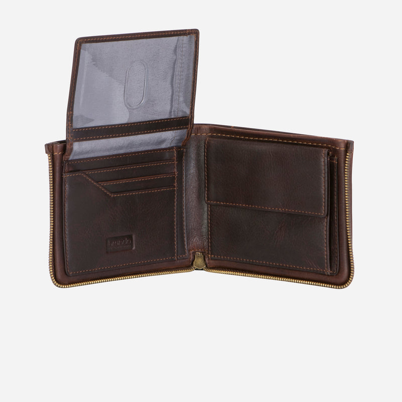 Brando Eastwood 2/3 Zip Multi Card Wallet Brown