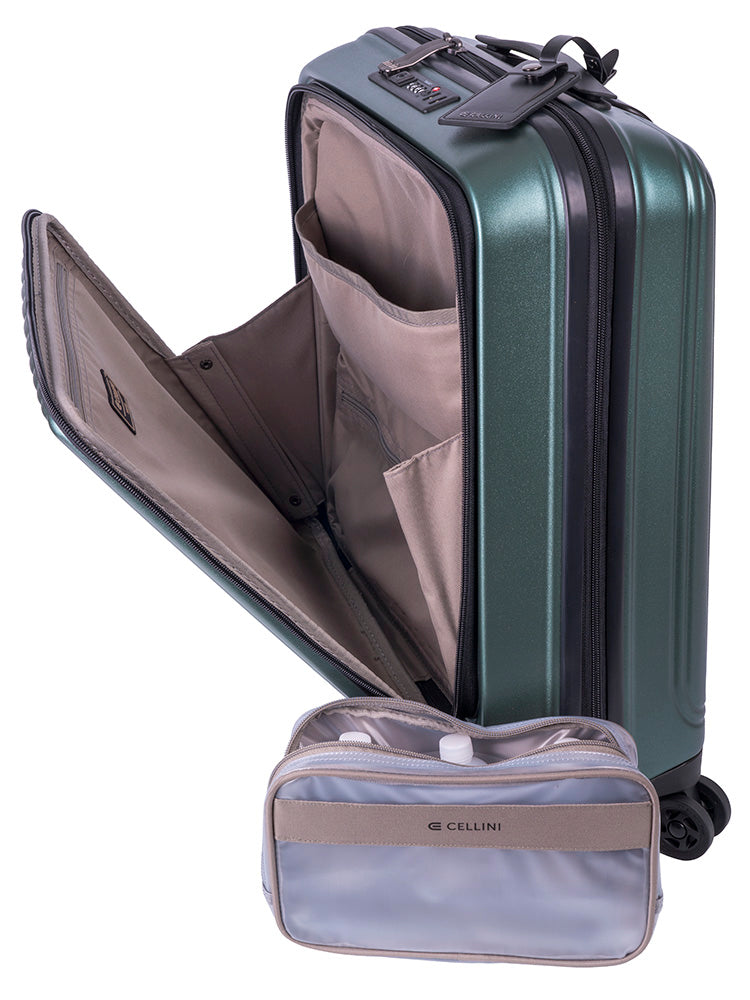 Cellini Tri Pak Carry On Trolley Case Green