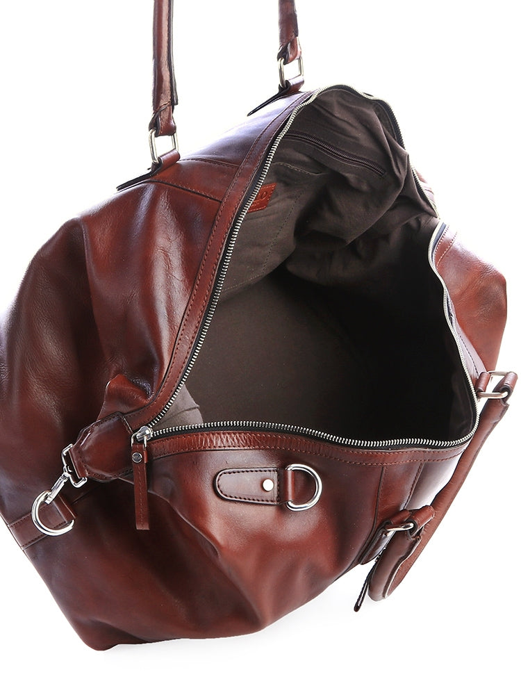 Polo Hudson Leather Weekender Duffle Bag Brown