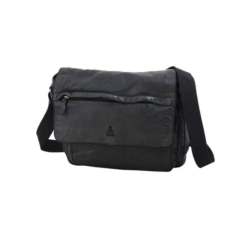 Dakar Leather Messenger Bag Black