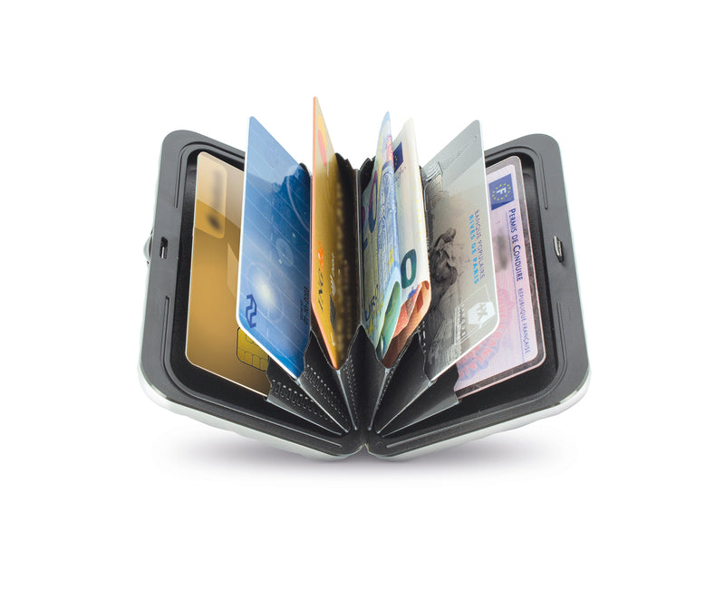 Ogon Quilted Aluminium Lady Case Card Holder Black