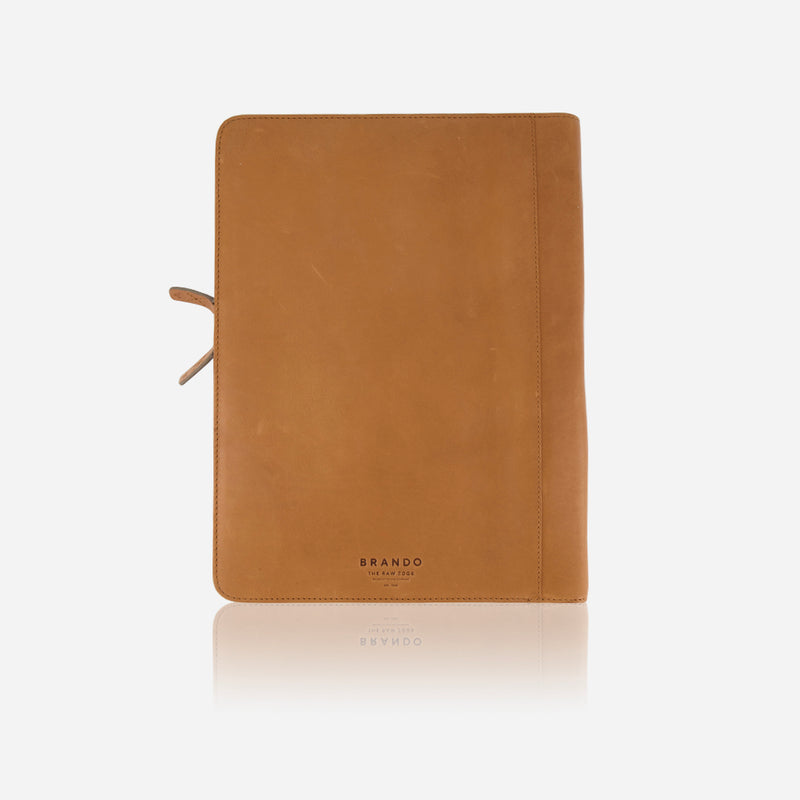 Brando Cooper Leather A4 Zip Around Folder Tan