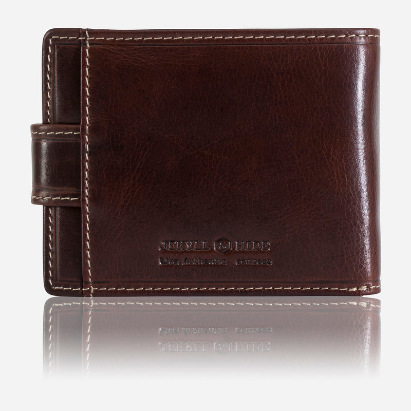 Jekyll & Hide Oxford Billfold Wallet With Coin And Tab Closure Coffee