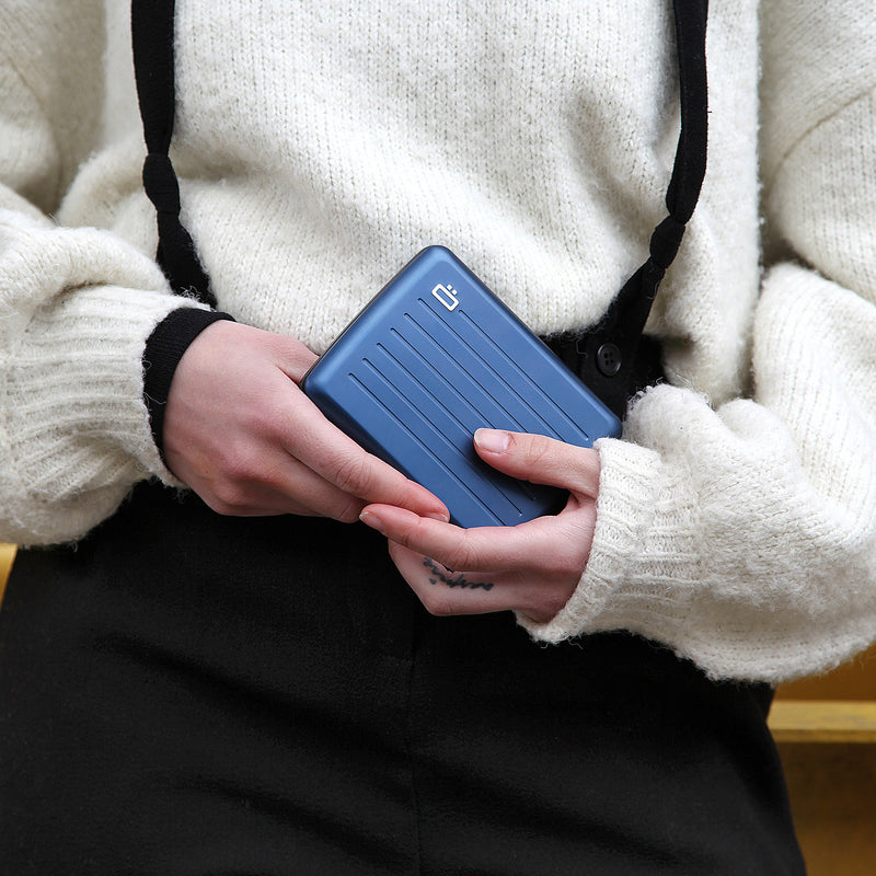 Ogon V2L Anodised Aluminium Smart Case Card Wallet Navy Blue