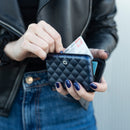 Ogon Quilted Aluminium Lady Case Card Holder Navy Blue