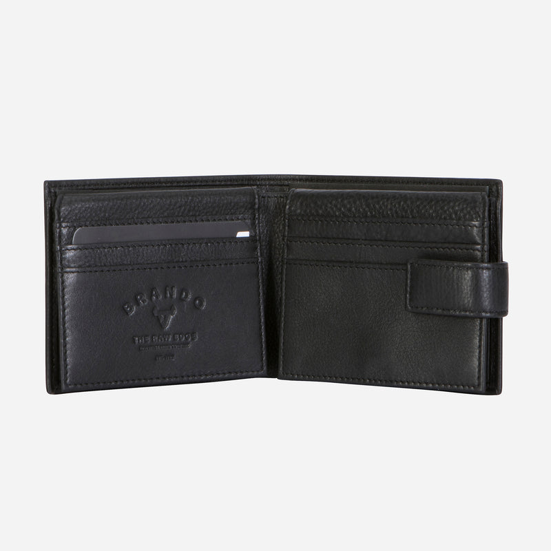 Brando Armstrong Executive Leather Press Stud Wallet Black