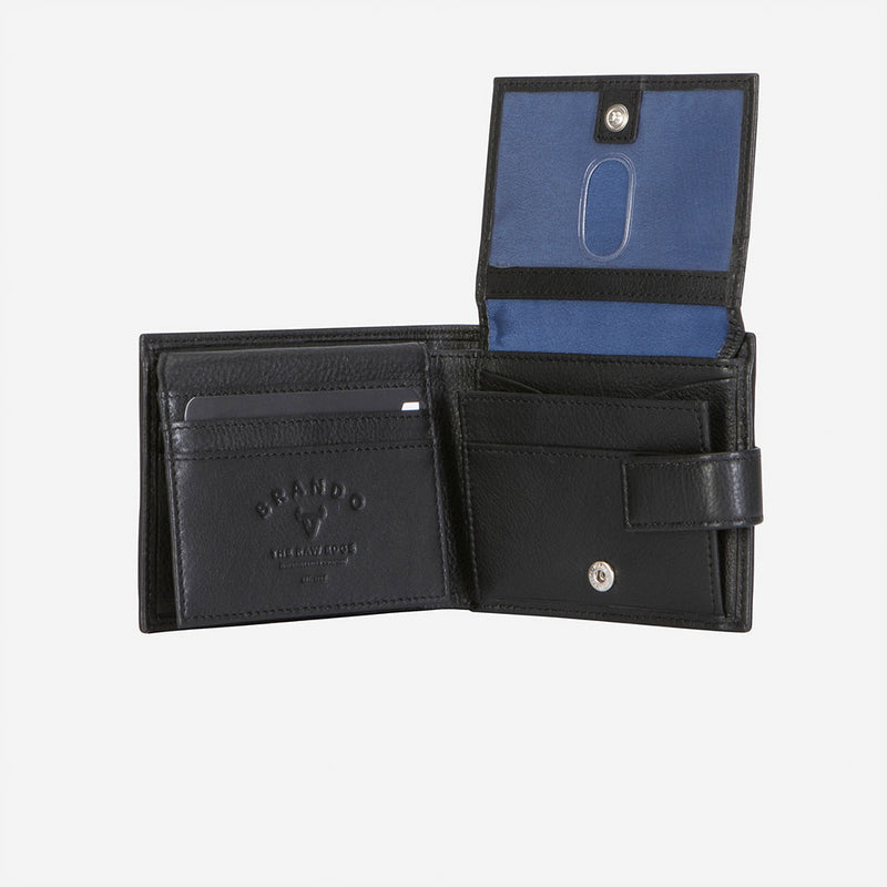 Brando Armstrong Executive Leather Press Stud Wallet Black