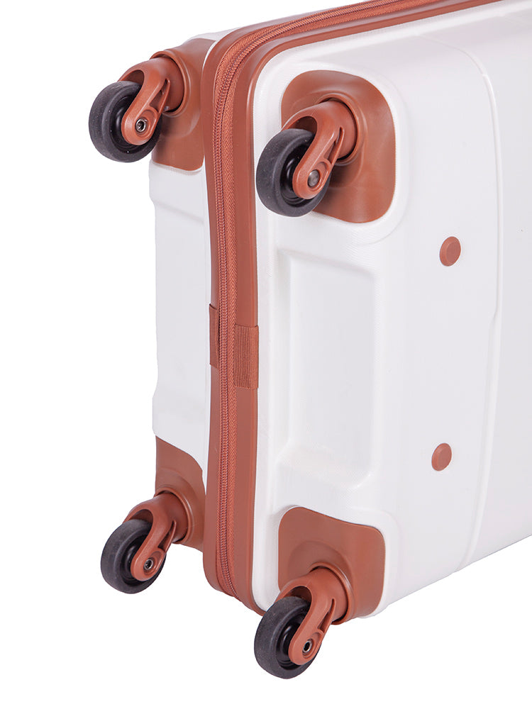Cellini Spinn Carry On Trolley Case White+Tan