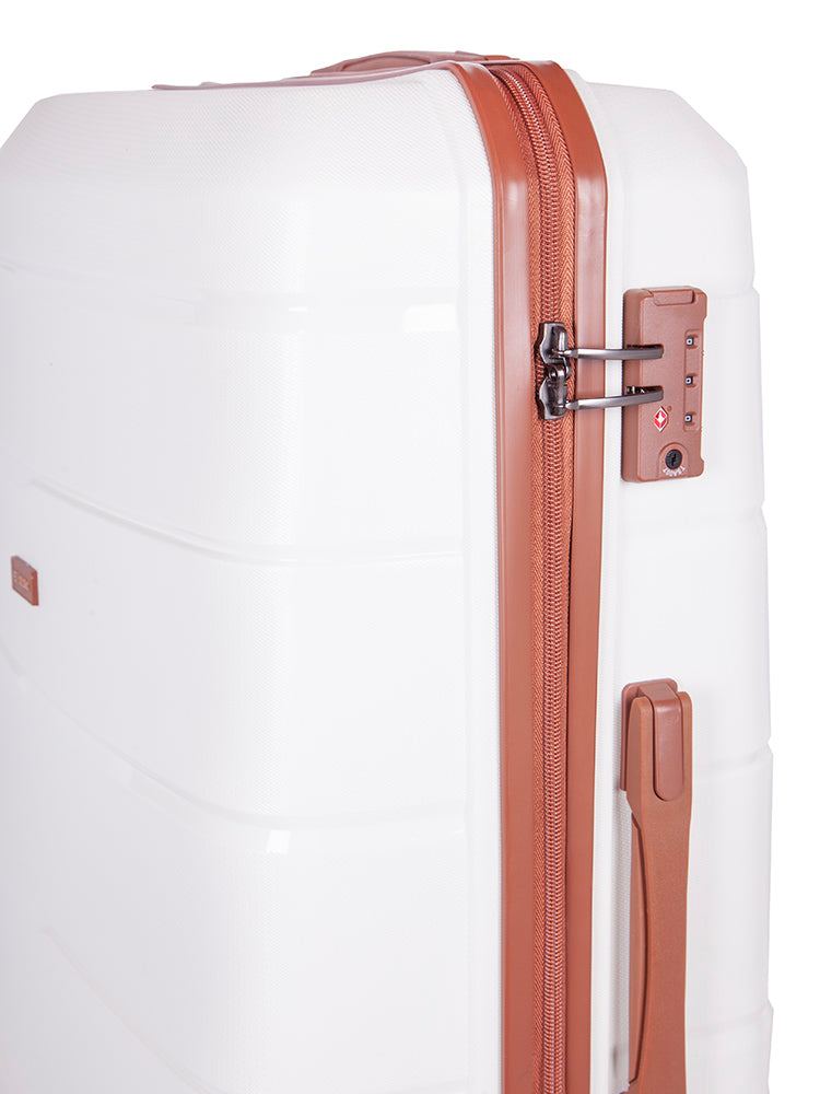 Cellini Spinn Large Trolley Case White+Tan
