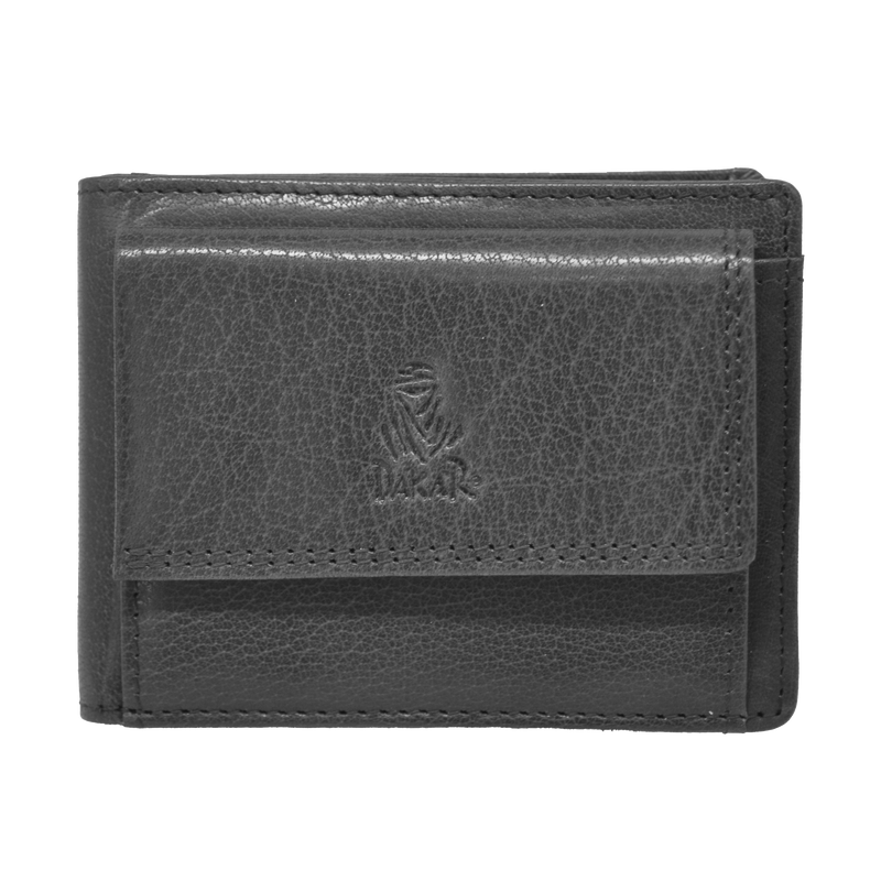 Dakar Wild Leather Mini Wallet 6cc & coins Black