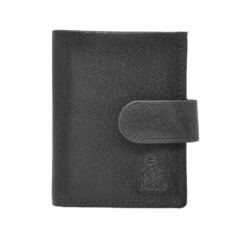 Dakar Wild Leather Credit Card Holder Metal Tube Black
