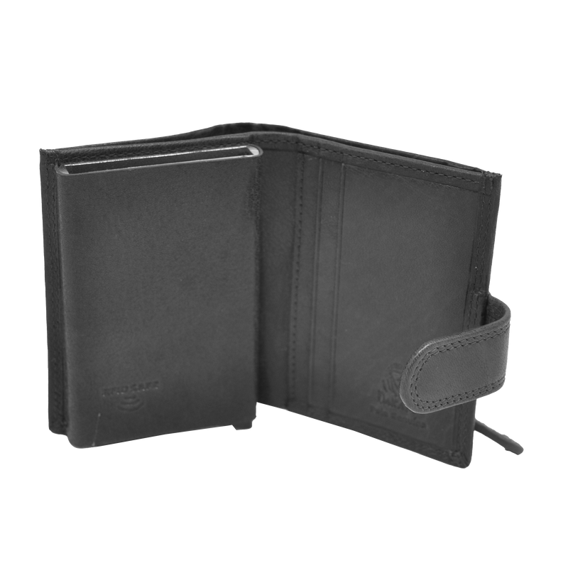 Dakar Wild Leather Credit Card Holder Metal Tube Black