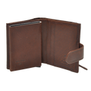 Dakar Wild Leather Credit Card Holder Metal Tube Brown