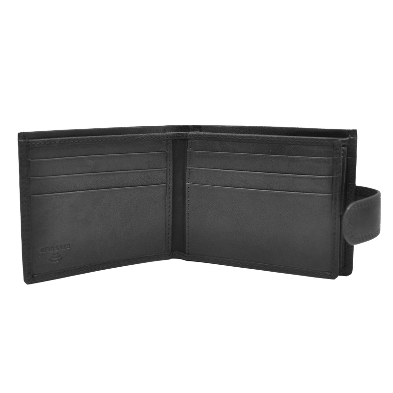Dakar Wild Leather Wallet with Tab 9cc & coins Black