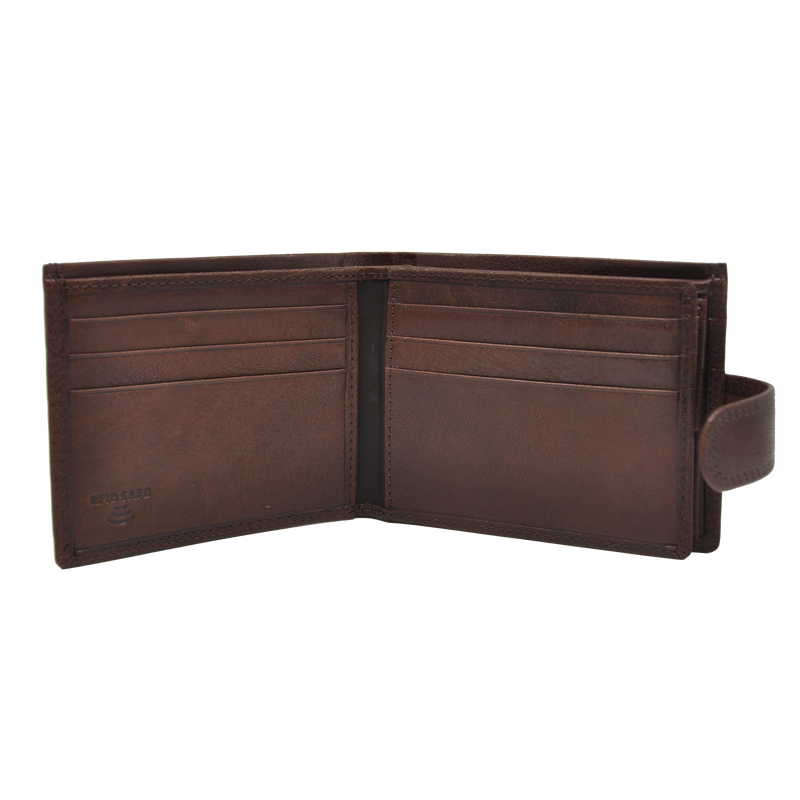 Dakar Wild Leather Wallet with Tab 9cc & coins Brown