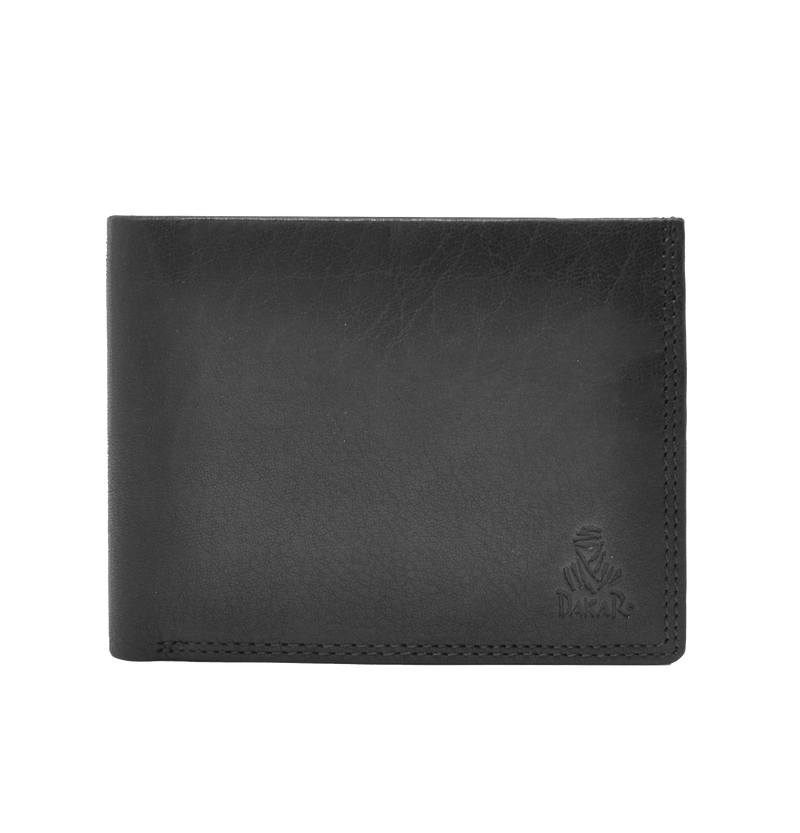 Dakar Wild Leather Wallet with Tab 9cc, Zip & coins Black