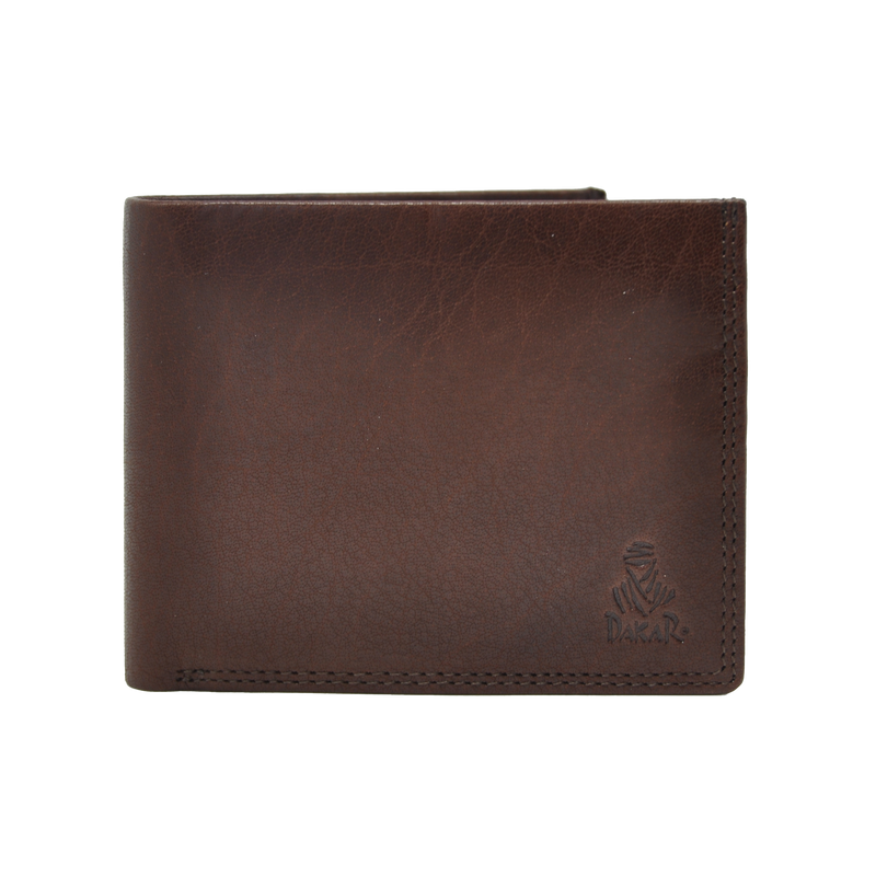 Dakar Wild Leather Wallet with Tab 9cc, Zip & coins Brown
