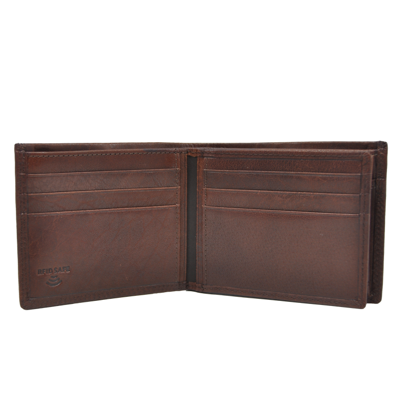 Dakar Wild Leather Wallet with Tab 9cc, Zip & coins Brown