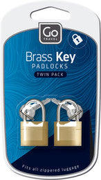 Go Travel Key Padlocks Twin Pack Brass