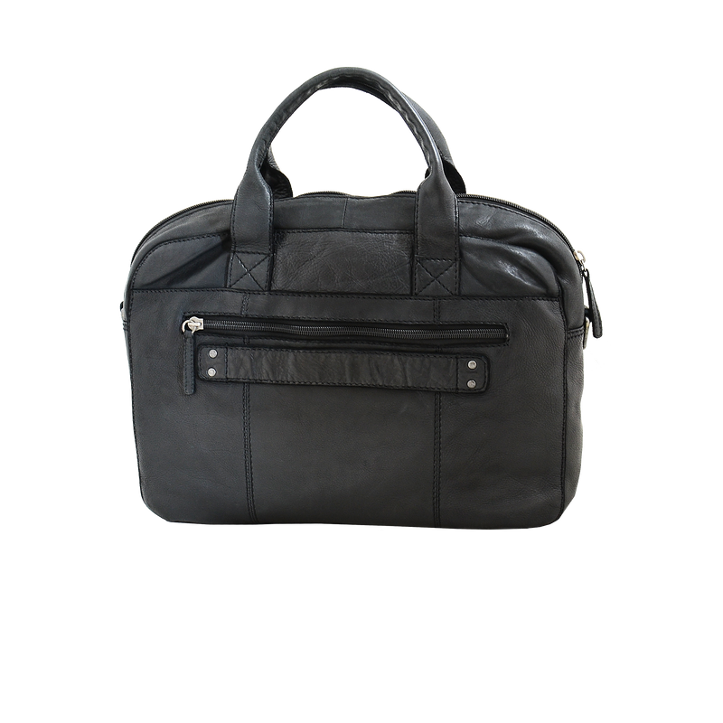 Dakar Leather Laptop Briefcase Black