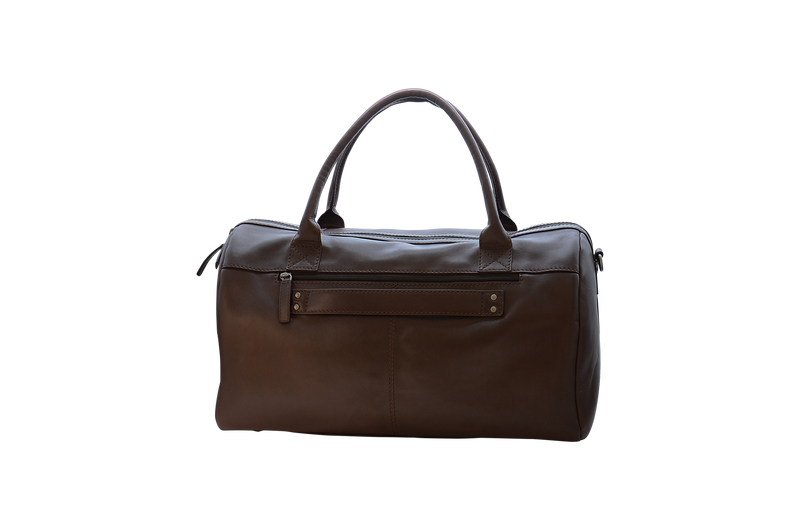 Dakar Dakota Spray Leather Weekend Duffel Bag Brown