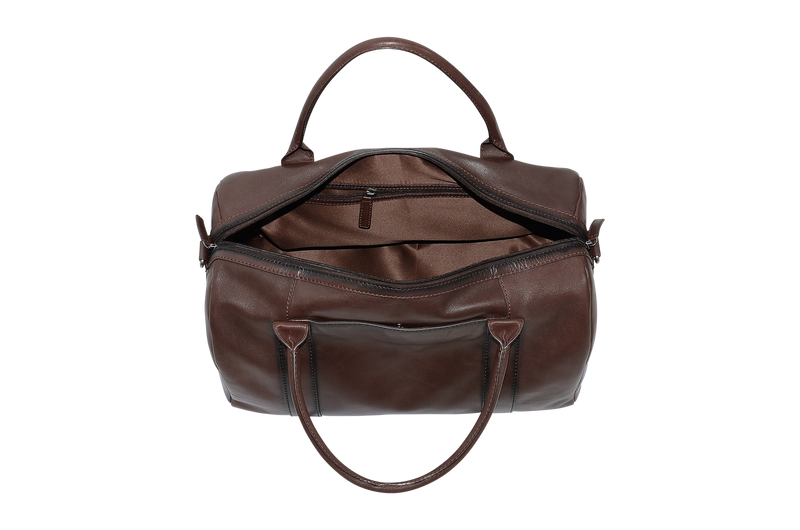 Dakar Dakota Spray Leather Weekend Duffel Bag Brown