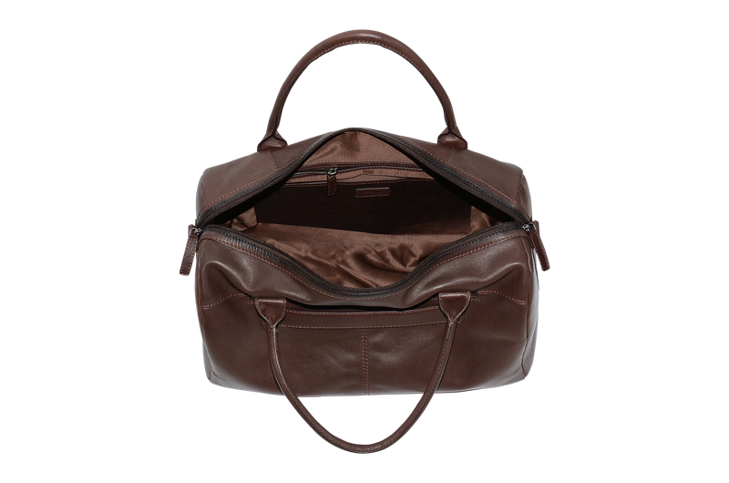 Dakar Dakota Spray Leather Weekend Duffel Bag Brown